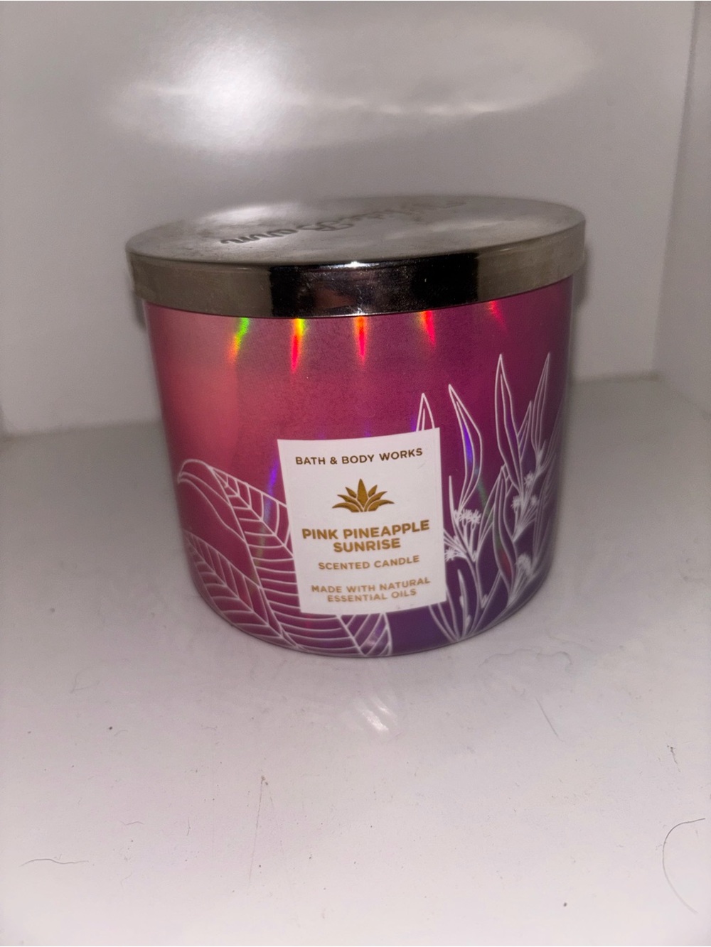 Bath & Body Works Pink Pineapple Sunrise Candle - Pink and Gold Lid